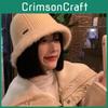 Winter Knit Cozy Bucket Hat Women Warm Fluffy Large Brim Fashion Accessory