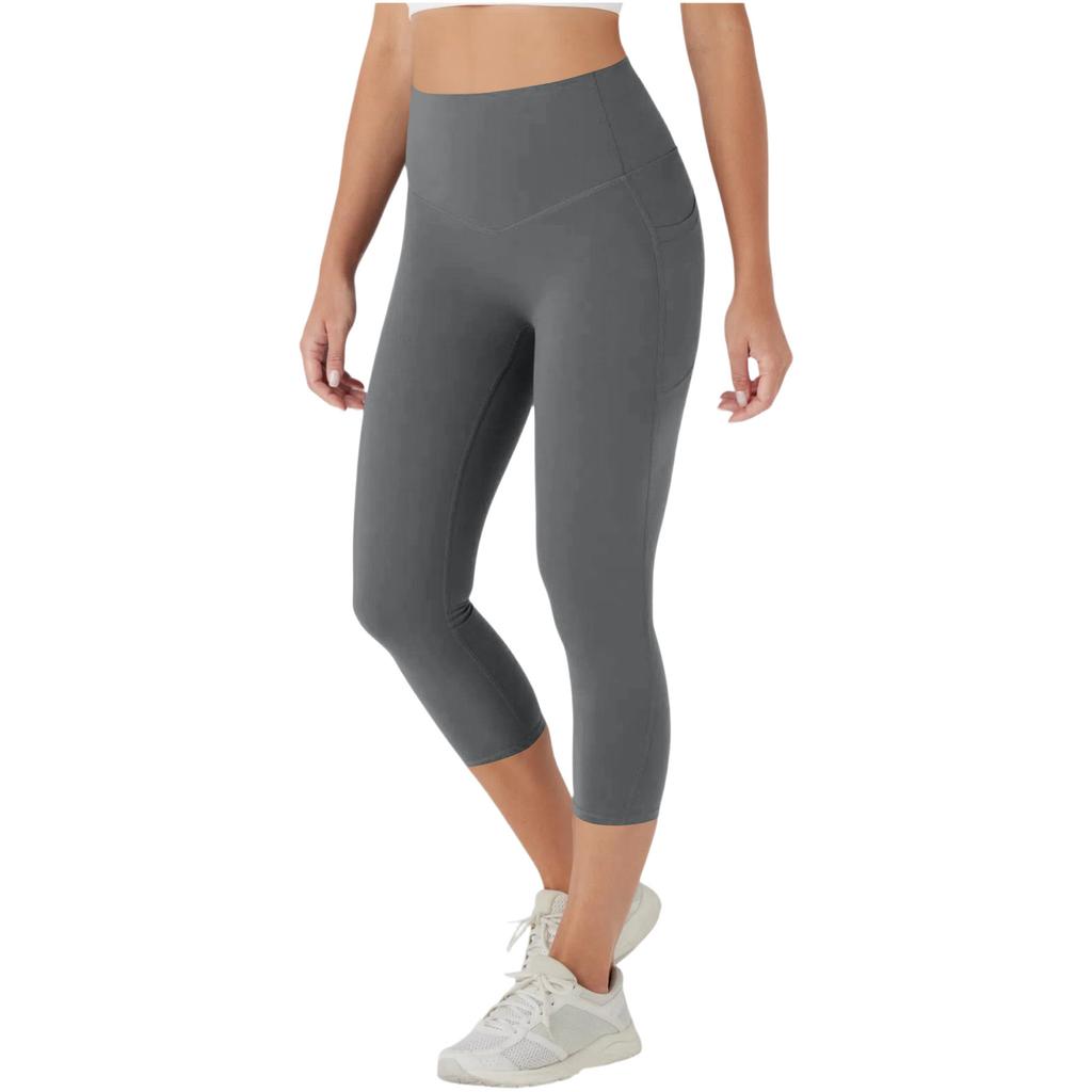 Women's High-waisted Color Yoga Pants With Side Pockets