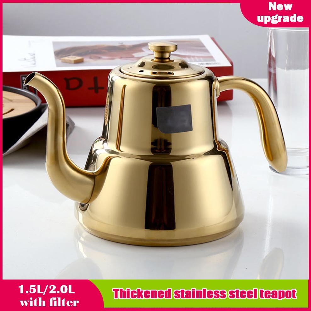 Yiran Furniture Thickened Stainless Steel Teapot, Home Restaurant Tea Infuser With Tea Strainer, Boiling Water For Brewing Tea Kettle,1.3L/1.6L