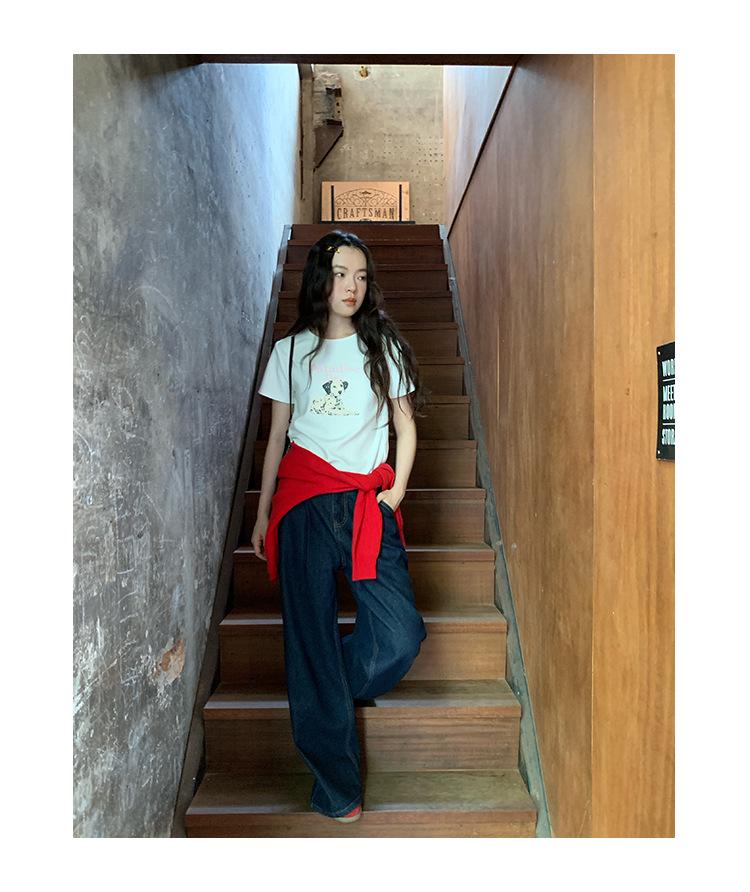 Spring 2025 Cute Cartoon Print Short-Sleeved Girlish T-Shirt