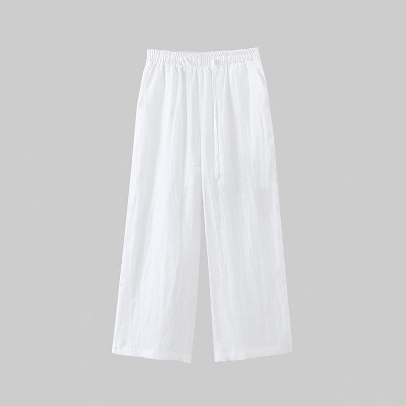

Women s 100% Linen Slimming Wide-Leg Pants, Summer Casual Old Money Style, Petite Nine-Point Straight-Leg XL