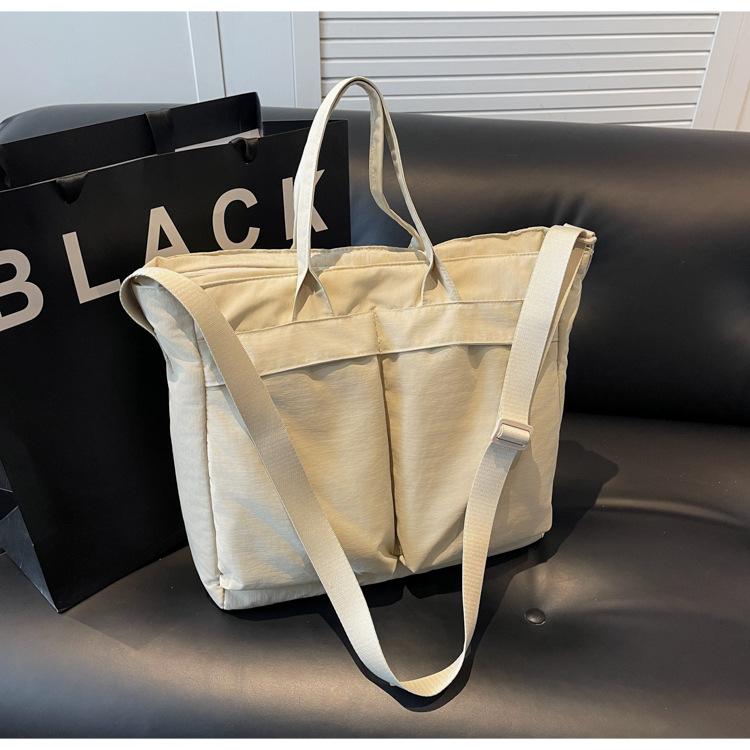 

Женская сумка-тоут большой вместимости 2-сторонняя многокарманная ручная повседневная минималистичная на плечо/кроссбоди сумка для занятий для студенток белый