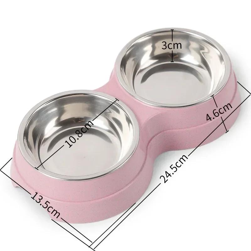 Ciotole doppie per animali domestici, cibo per cani, acqua, ciotola per bere in acciaio inox, ciotola per bere per animali domestici, forniture per l'alimentazione di cuccioli di gatto, accessori per cani di piccola taglia