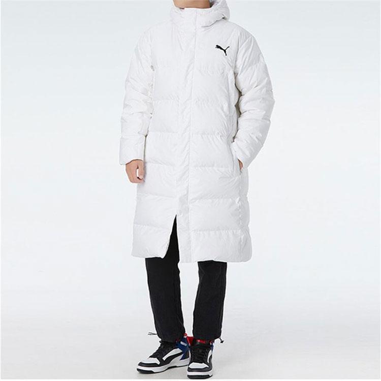 Puma Long Oversized Down Jacket With Logo Print And Hood Men Outerwear White 585403-02