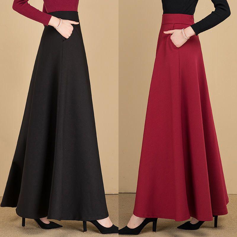 Black Golden Velvet Skirt Women's Long Skirt High Waist Slim A-line Large Swing Skirt Female A-Line Skirts 4XL