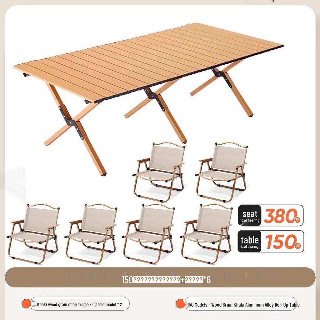 A1R Portable Roll-up Folding Picnic Table & Chair Set for Outdoor Camping.