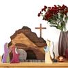 Wooden Empty Tomb Easter Decoration Jesus Resurrection Scene Table Sign Home Office Table Shelf Catholic Religious Ornament Christian Gifts
