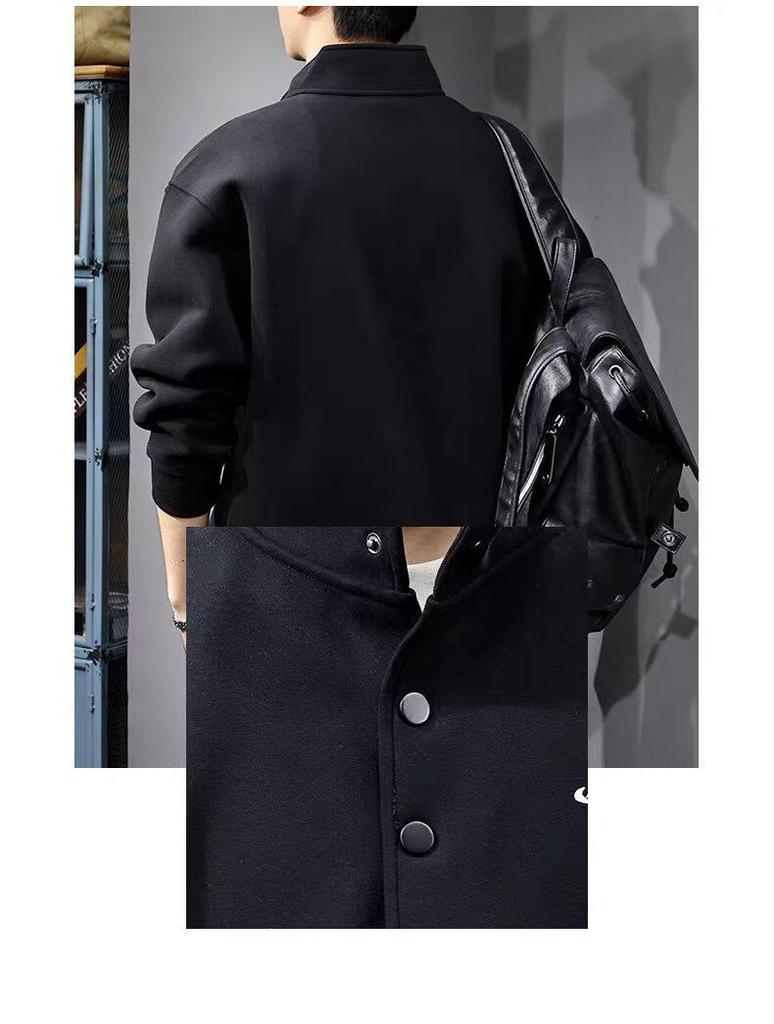 Men's Trendy Embroidered Sportswear Jacket with Stand Collar Hoodie