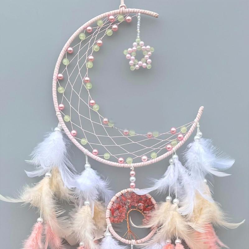 Moon Star Feathered Tassels Dreamcatchers Glowing In Dark Hanging Decors for Religious Celebration and Romantics Setting