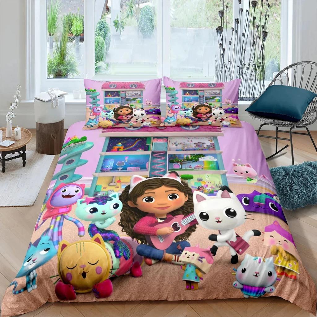 3D Printed Duvet Case Pillowcase Bedding Set Twin Full King for Kids Adults Bedroom Gabbys Doll house