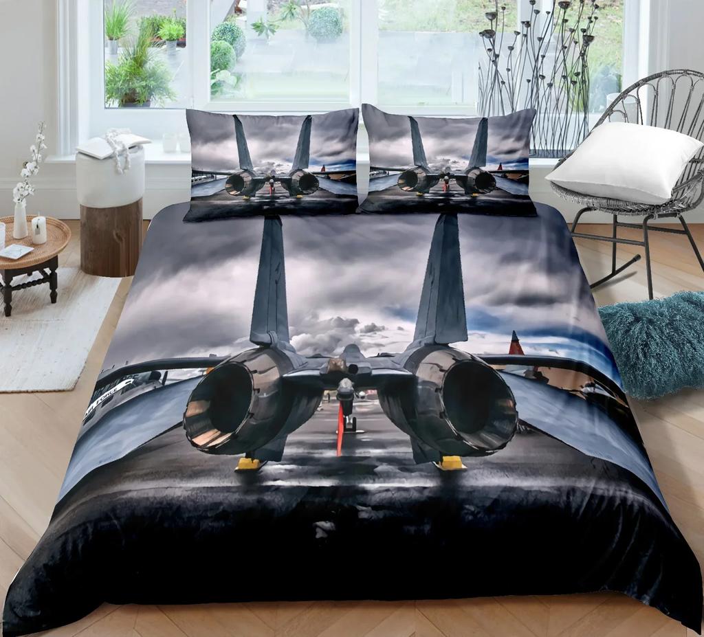 Airplane Fighter Flying Fighter Jet Comfortable Duvet Cover Pillowcase Bedding Set Children Bedroom Decoration Home Textile