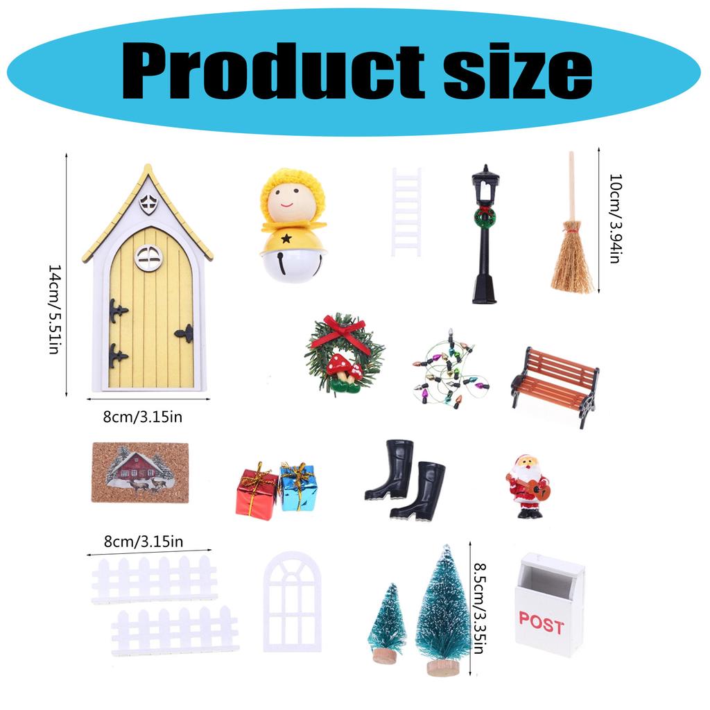 Miniature Elf Door Gnomes Set For Dollhouses Christmas Village Display Resin Craft Tabletop Decors