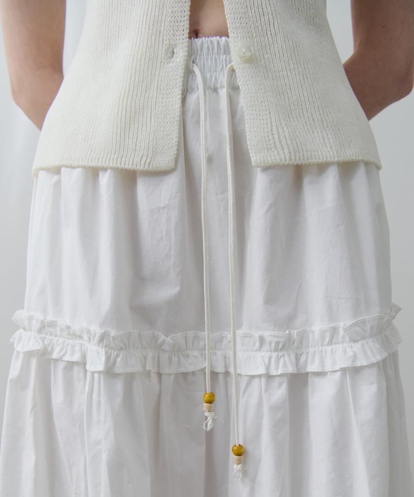 Toabe String Point Tiered Frill Long Skirt (Ivory)