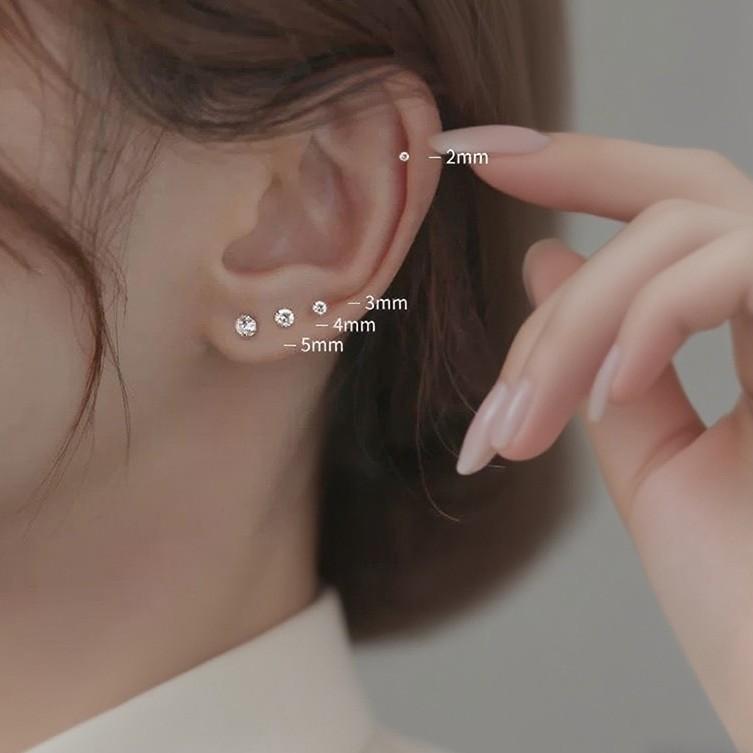 Flash Sparkle Mini Zircon Earrings White Ear Stud for Women Men Girl Accessories Jewelry