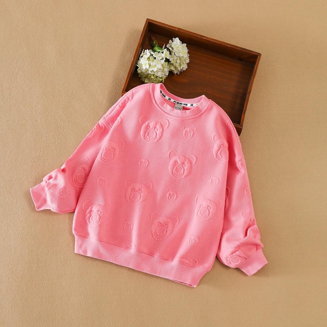 

Дитяча толстовка з капюшоном з довгим рукавом і принтом із зображенням ведмедя для дівчаток, дитячий світшот 160 рожевий