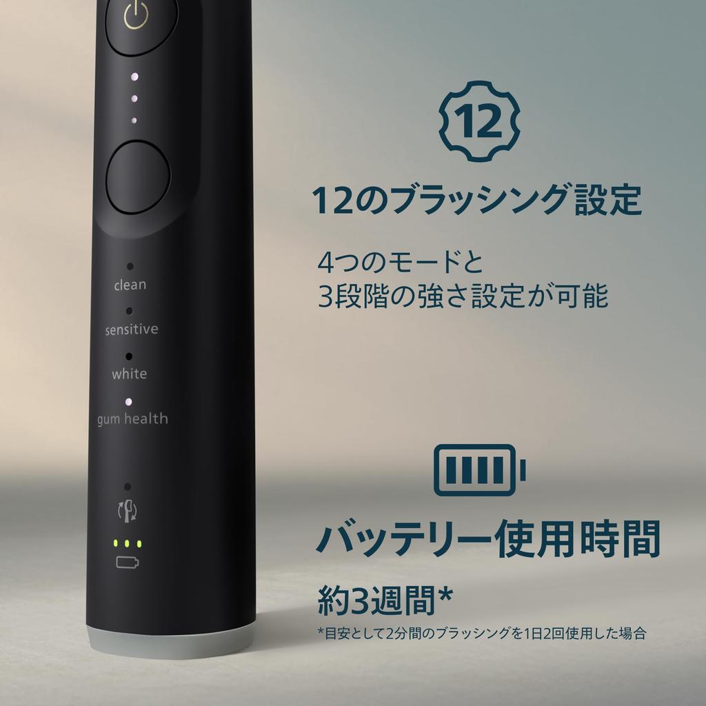 Philips Sonicare 7100 Elektryczna szczoteczka do zębów Ładowarka do dziąseł i etui podróżne Czarna [Model 2025] (Premium Care, Podstawka, W zestawie) HX7421/11