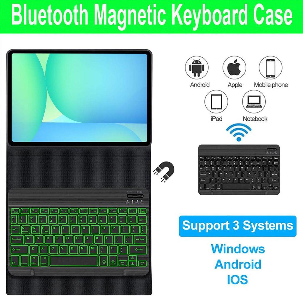 Compatible Samsung S10 FE+ Backlit Bluetooth Keyboard Protective Case, 13.1 Inch Galaxy Leather Case with Mouse