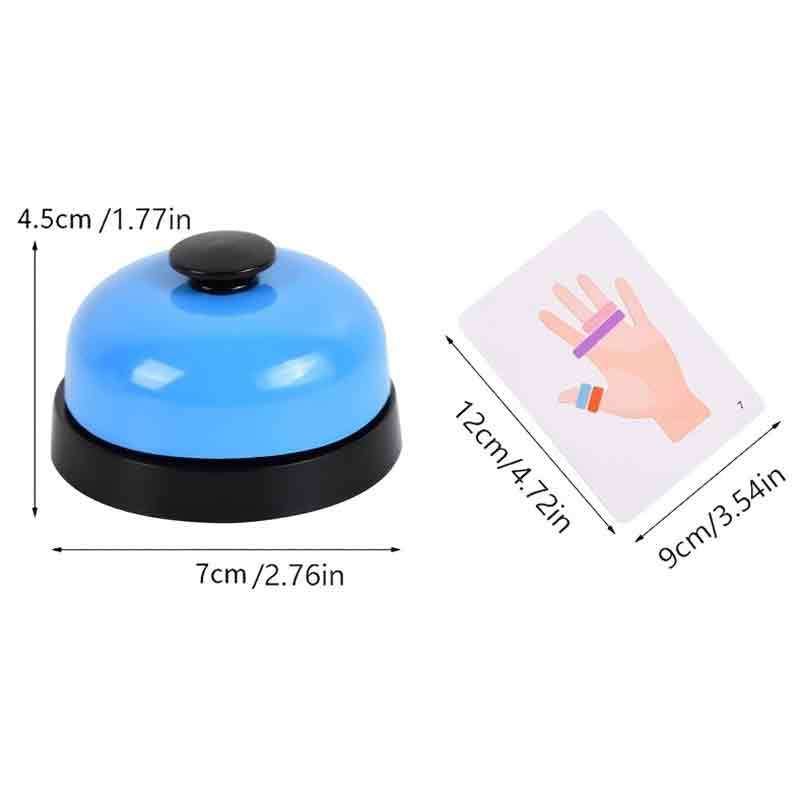 Colorful Ring Toss Set - 2-Player Interactive Game for Reaction, Includes 1 Blue Bell, 80 Finger Loops & 30 Matching Cards