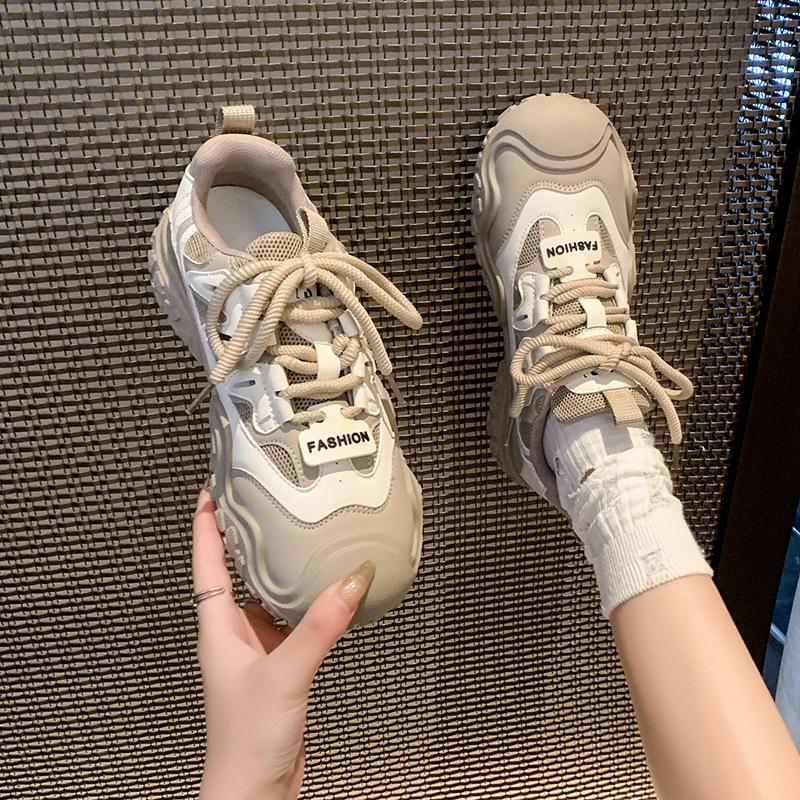 Retro casual shoes women's 2025 autumn new lightweight versatile and thin thick-soled sports and thin dad shoes children