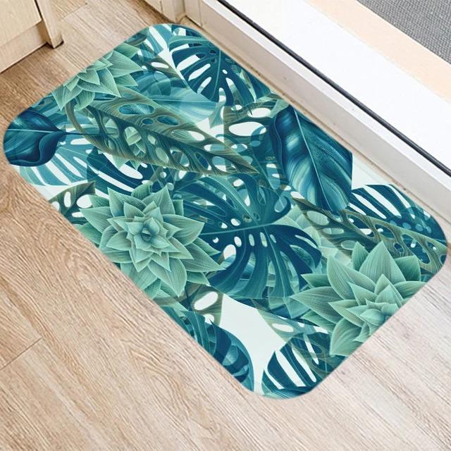 Tropical Plants Leaf Mat Kitchen Rugs Anti-slip Home Hallway Bedroom Entrance Carpets Washable Bathroom Porch Decorative Doormat