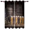 Cask Wine Glass Beer Stone Brick Retro Window Curtains Home Decor Living Room Curtains Kid's Room Cortinas For Kitchen Bedroom
