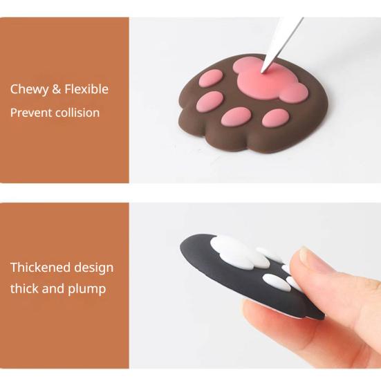 2Pcs Cat Paw Door Handle Stopper Self-Adhesive Silicone Door Knob Stop Wall Protector Quiet Shock Absorbent Wall Bumper Anti-collision Pad