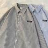 Spring And Autumn Long Sleeved Vertical Stripe Shirt For Men, Fat And Large Casual High Street Youth Shirt