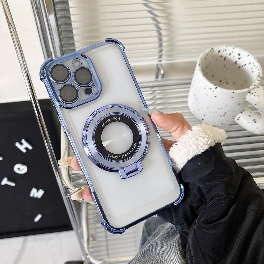 Módní pokovený kryt s podpěrou pro iPhone 17 16 15 14 13 12 11 Pro Max S držákem Stojan Nárazuvzdorný kryt s držákem pro Magsafe