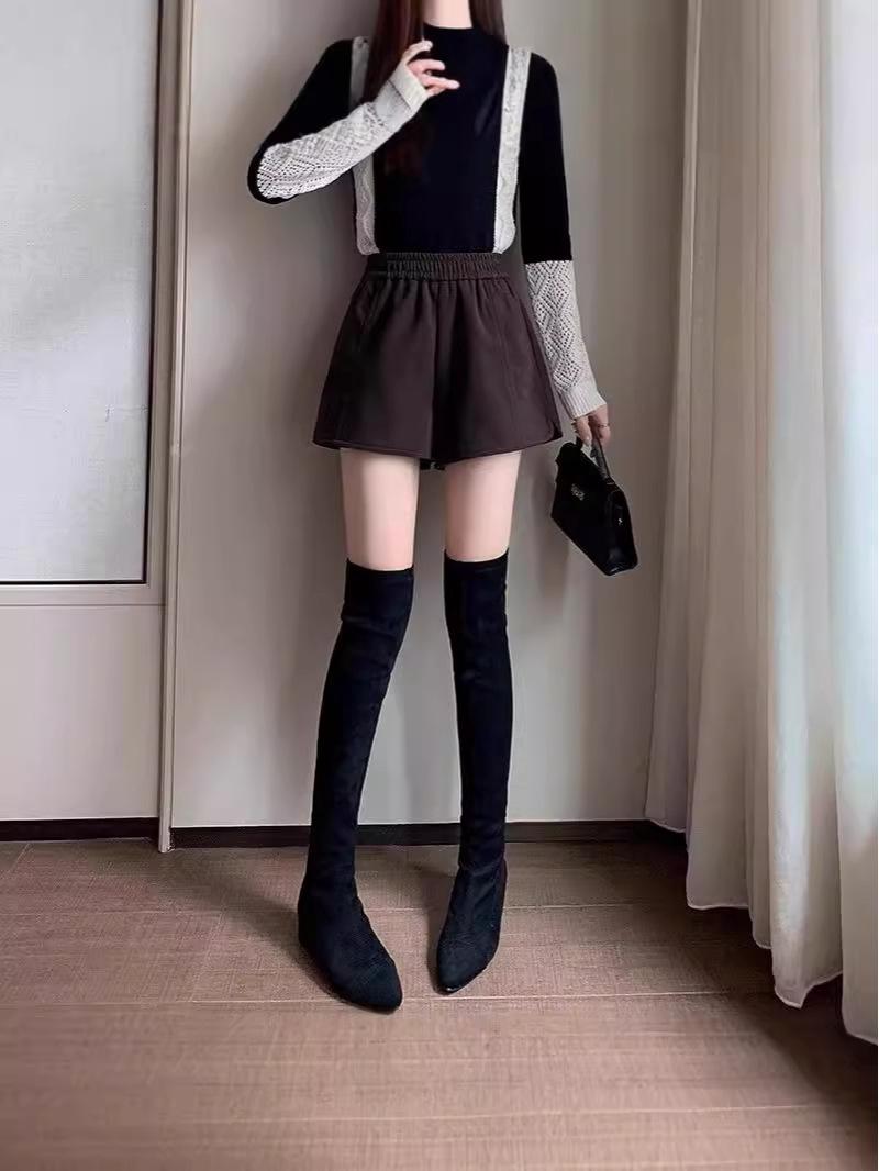 

Шорты А-силуэта с высокой талией для миниатюрных женщин - Европейский стиль, Мода осень/зима, Утягивающие базовые шорты для ягодиц 2XL (suggested for 131-147 jin) коричневый