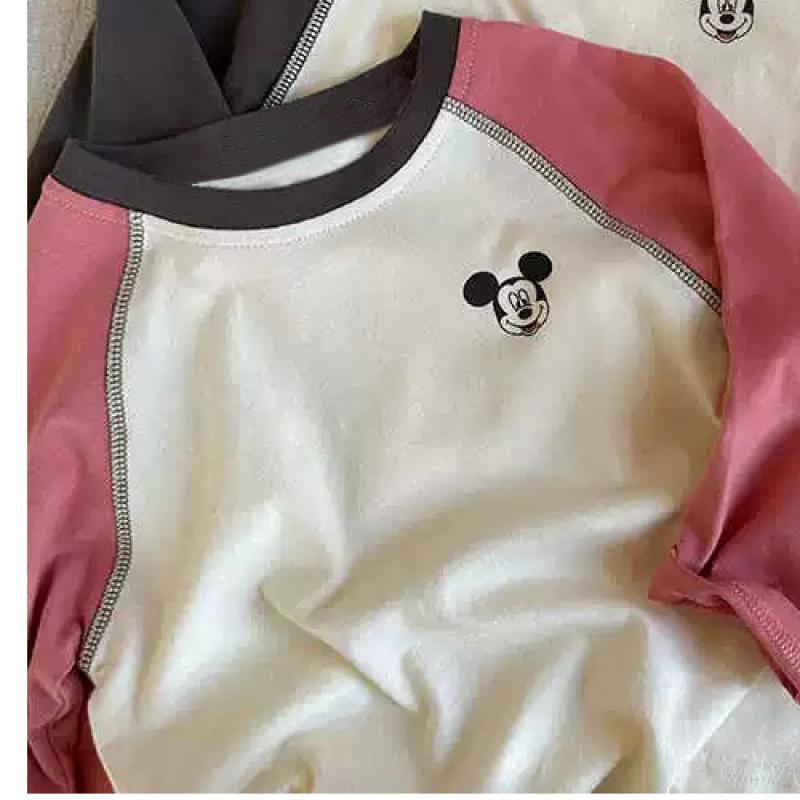 New Cartoon Grid Kids  Cotton Raglan T-Shirt, Long Sleeve Color-Block Top for Boys & Girls – Spring/Autumn Base Layer. 130cm