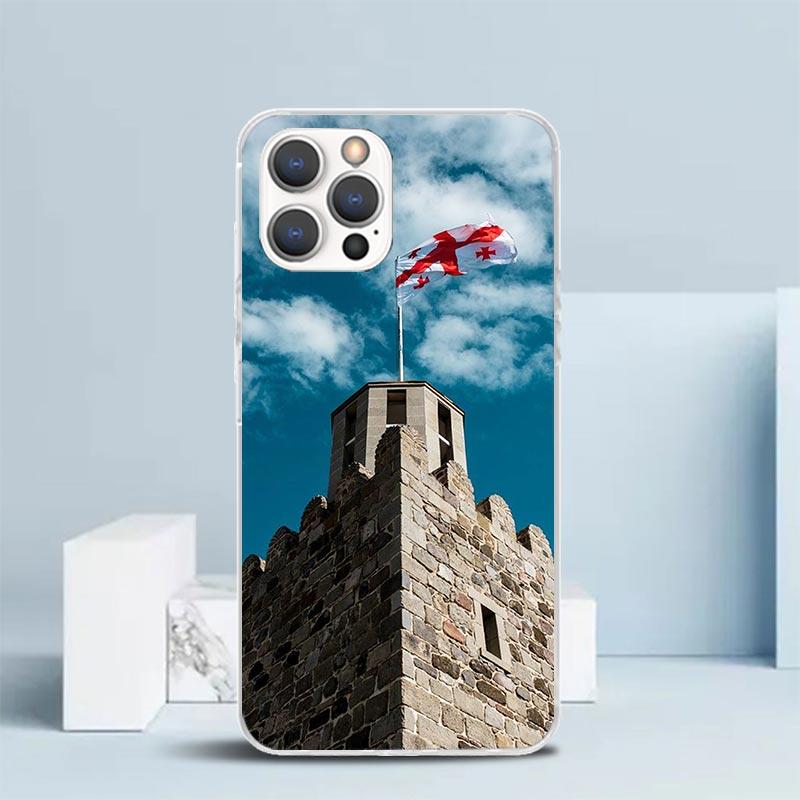 Georgia Flag Phone Case For IPhone 16 17 Air 16E 15 14 Plus 13 Mini 12 11 Pro Max 7 8 + SE 2020 Soft TPU Back Cover 16 17 Air 16