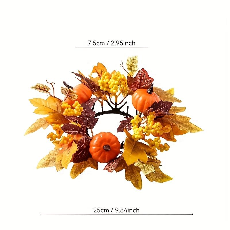 1pc Simulated Maple Leaf Pumpkin Berry Wreath Thanksgiving Harvest Festival Orange Candle Aromatherapy Candle Holder Decoration
