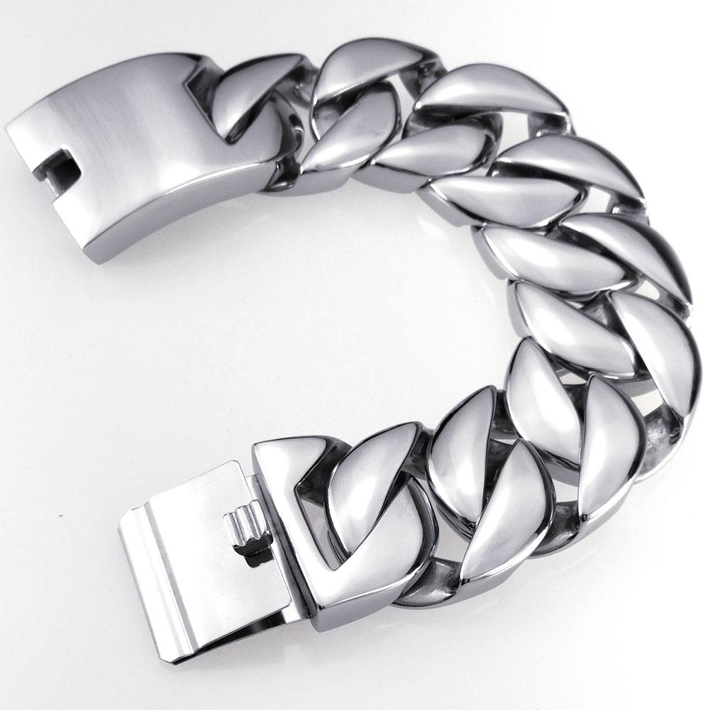 32mm width bling massive 316L stainless steel steel tone Hip hop bracelet designer chrams