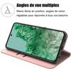 Coque intégrale pour google pixel 8 pro, flip case en cuir pu rose antichoc anti-rayures