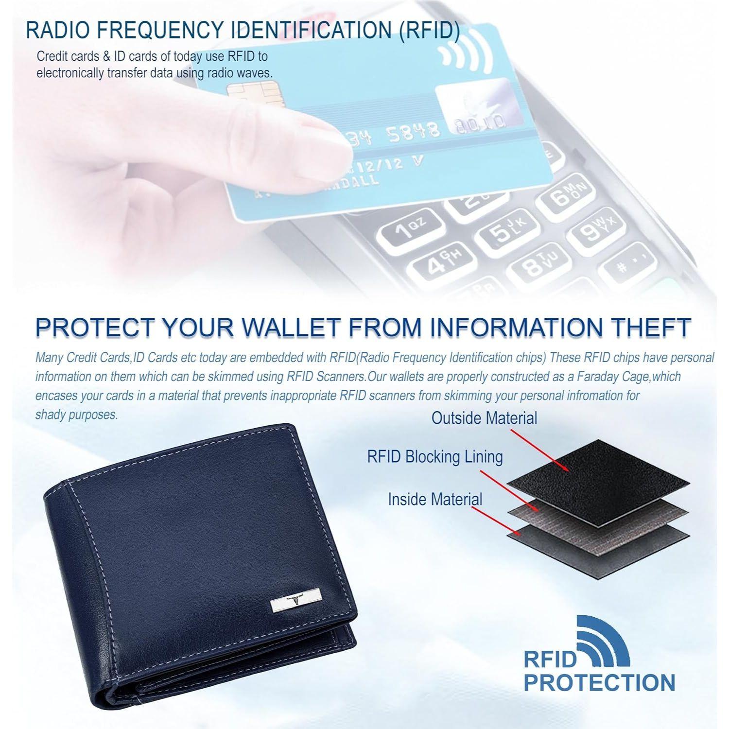 Мужской анилиновый синий кожаный кошелек Oliver — фото 7