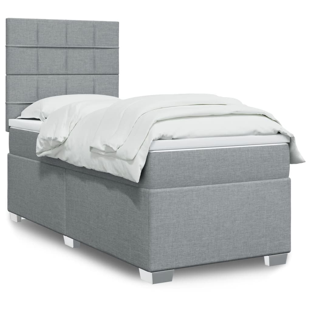 Vidaxl Kontinentalbett Mit Matratze, Hellgrau, Stoff, 90X200 Cm