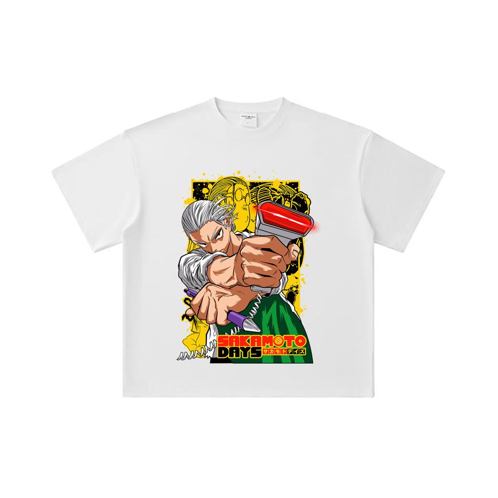 260 GSM Double Yarn 32 Count 100% Cotton Sakamoto Days V4 Taro Print Unisex Heavy Cotton T Shirt