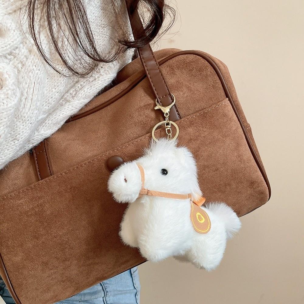 Cute Plush Horse Keychain Mascot Dolls Chinese New Year Gift Yuanbao Pony Pendant Home Decoration