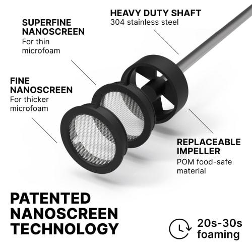Subminimal NanoFoamer Lithium Performance Milk Frother | USB-C Rechargeable, IP4 Waterproof, Dual Speed, Stainless Steel | Premium Microfoamed Milk in