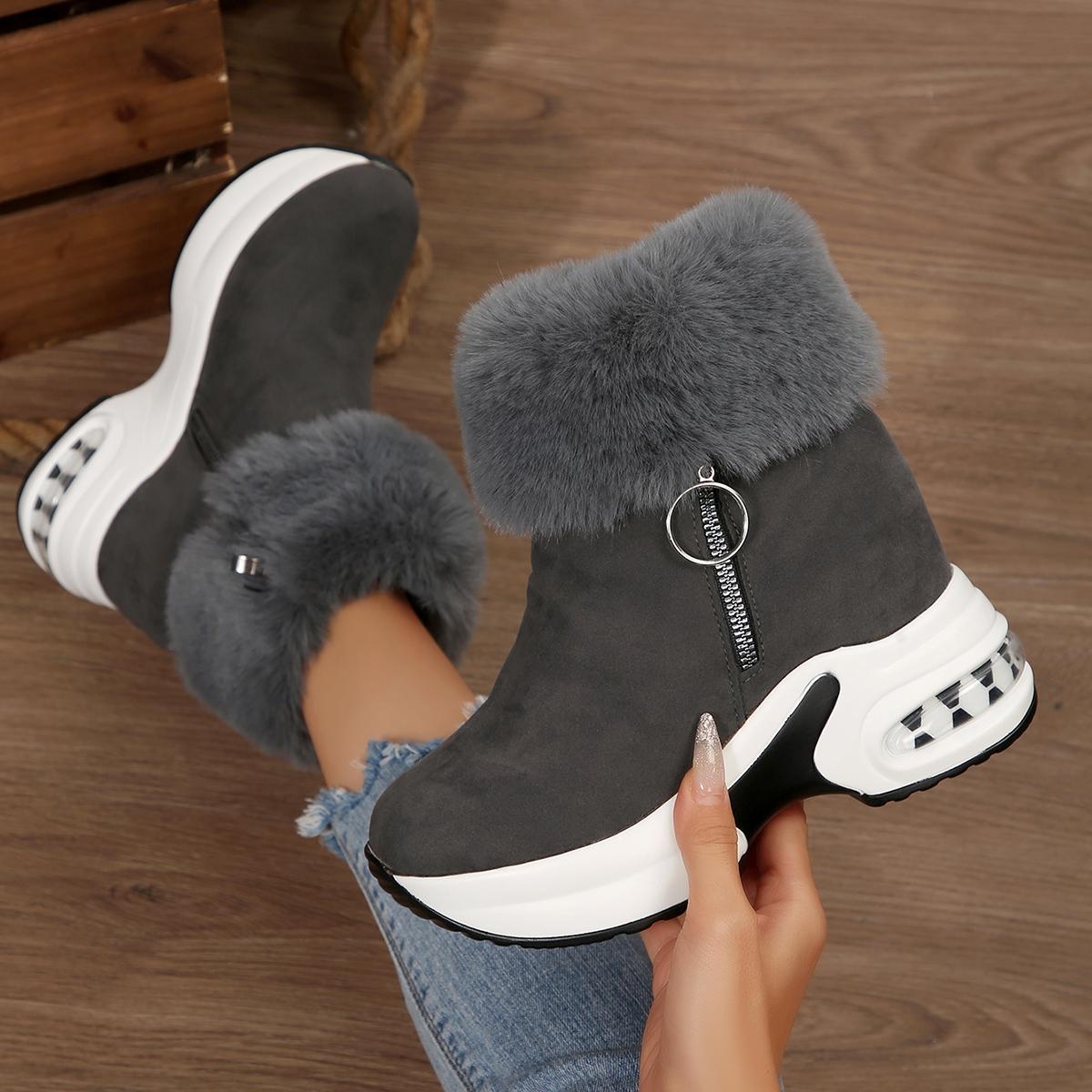 

Fashion 2025 Women Winter Snow Boots Comfortable Fashion Retro Zipper Shoes Women Retro Anti-slip Outdoor Ankle Boots Zapatos De Mujer 35 серый