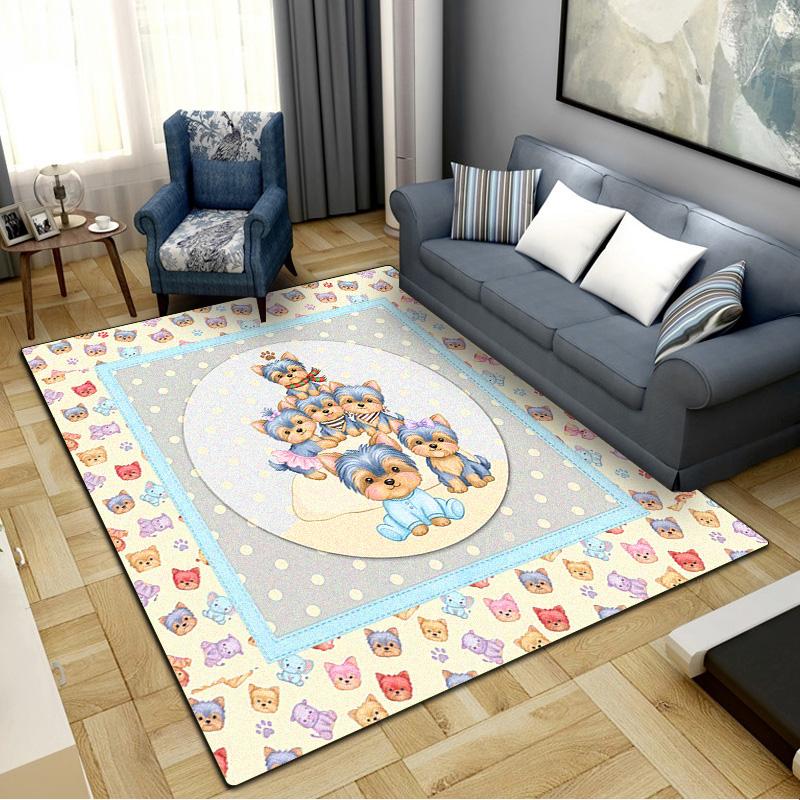 Dog Cartoon Puzzle Carpet Rug for Living Room Bedroom Home Sofa Decoration, Kids play Non-slip Floor Mat