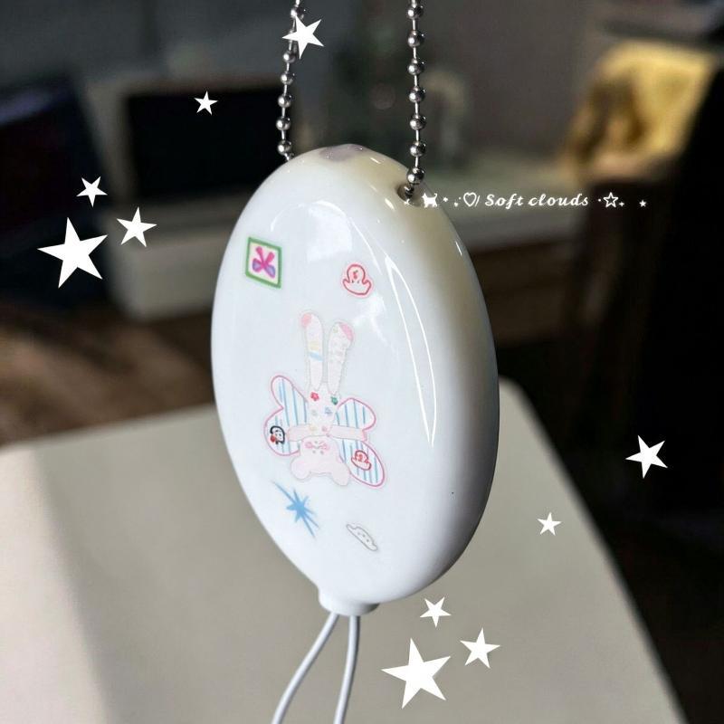 Cute Cartoon Pendant Keychain Harajuku Transparent Oval Earphone Storage Bag Portable Data Line Organizer Pouch