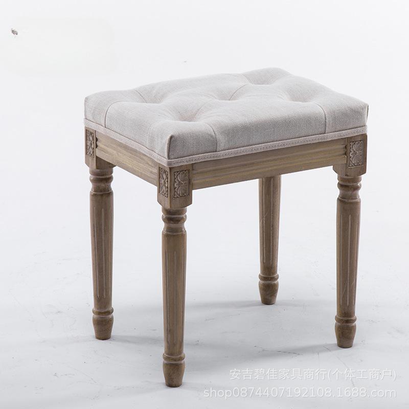 Bancă de intrare din lemn de cauciuc europeană Bancă vintage pentru pantofi Scaun de toaletă luxos sculptat Bancă elegantă la capătul patului