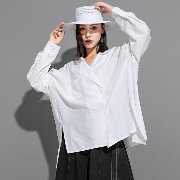 

New Autumn Plus Size Loose Jacket Women Oversize Casual Shirt Solid Color Basic Tops Fashion Tees Coat L білий