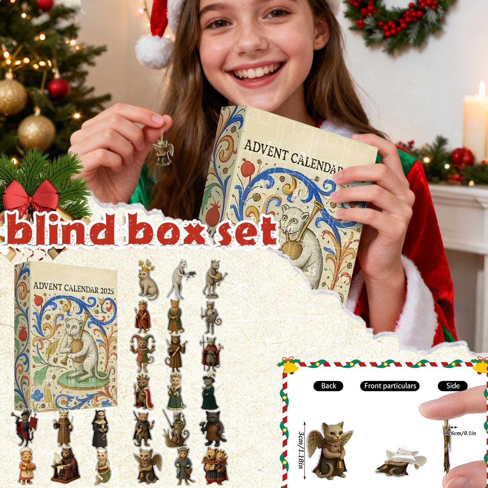 

2D 24 шт. СРЕДНЕВЕКОВЫЙ КОТ Популярный акриловый календарь обратного отсчета Клоун One Size