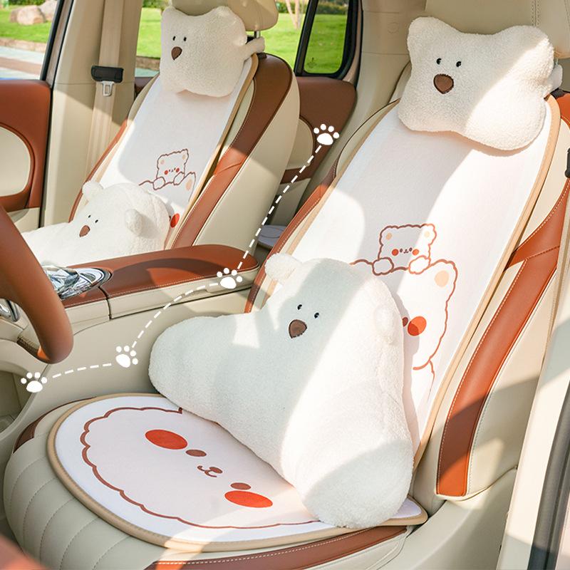 Cartoon headrest waist rest cute four seasons universal car seat pillow creative bear car neck pillow female