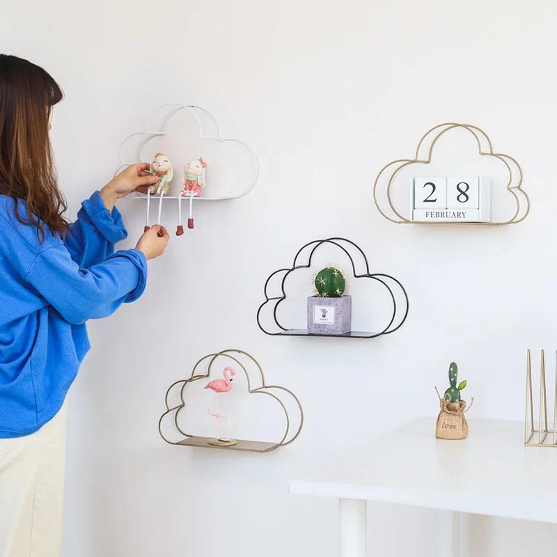 1 Pcs European Style Iron Cloud Wall Rack Free Punch Simple Home Living Room Wall Decoration Wall Hanging
