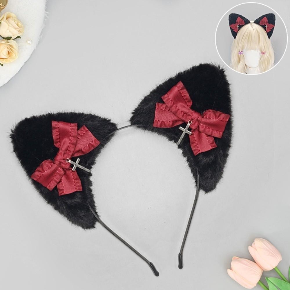 Plush Lolita Headwear Bowknot Simulation Animal Ears Hairband New Furry Hair Band Cosplay