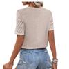Summer New Lace Splicing Short-sleeved V-neck Hollow Casual Casual Versatile T-shirt