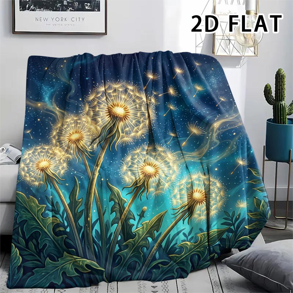 1Pc Dandelion Print Flannel Blanket,High Quality Comfortable for All Seasons,Home Decor,Warmth and Comfort,Perfect for Christmas Gifts